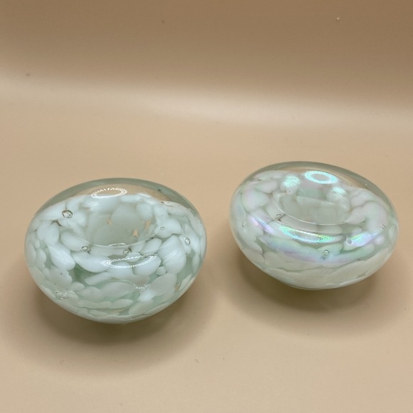 Jan Benda - Krystyna Glass Taper Candle Holder signed Set of 2 - Picture 12 of 13